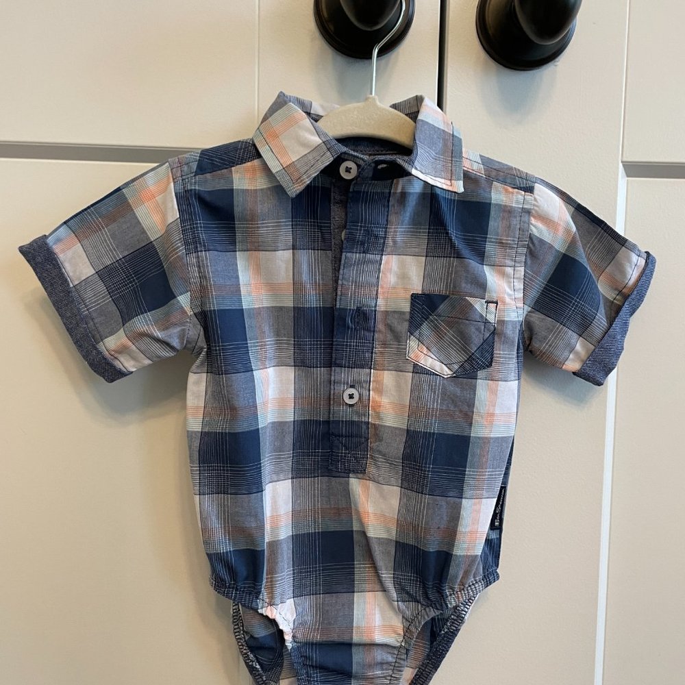 Ben Sherman Plaid Button Down Onesie
